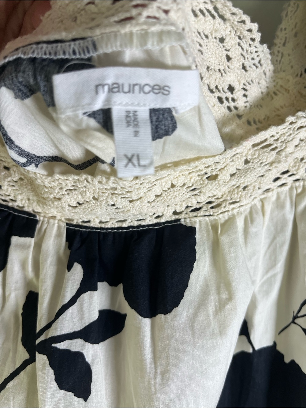 Maurices Black Floral Square-Neck Peasant Blouse on Cream - Picture 3 of 6